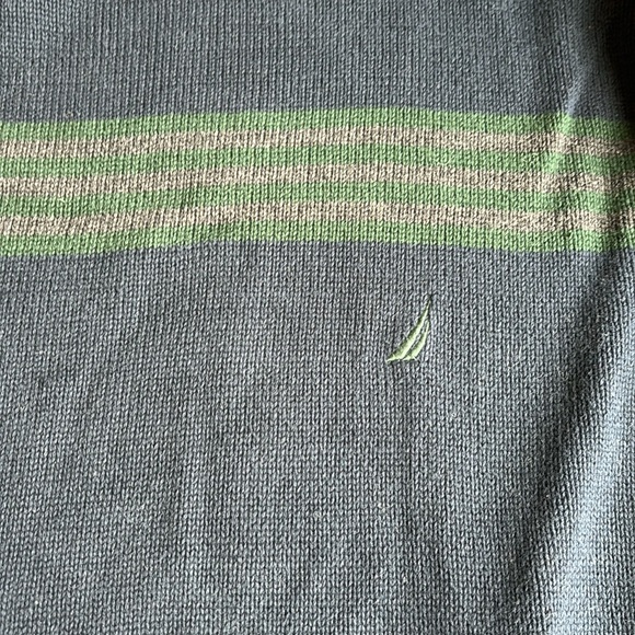 Men’s Nautica, navy, green, gray knitted crewneck sweater size large - Picture 2 of 6